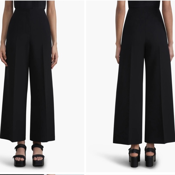 BLACK FINESSE CREPE FRANKLIN WIDE LEG ANKLE PANT, SIZE 8 - Picture 1 of 9